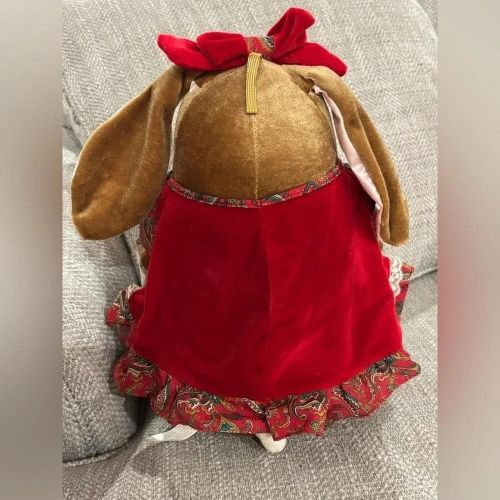 Vintage 1985 Velveteen Rabbit Plush Toys R Us Commonwealth Red Dress Bunny Tag